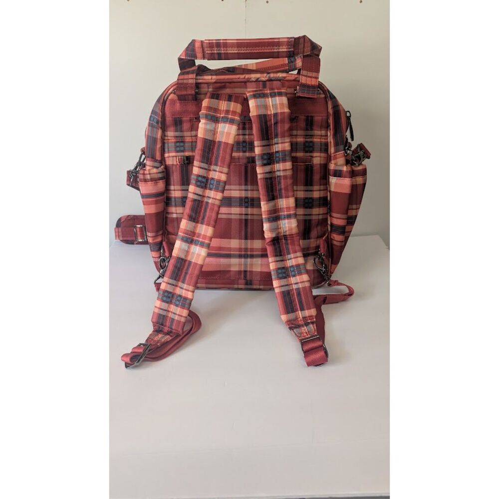 NWT Lug Mini Puddle Jumper Convertible Backpack Tote Bag Red Tempo Plaid Acorn - Picture 3 of 10